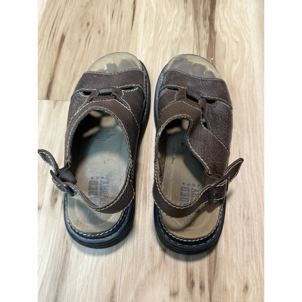 Faded Glory Brown Faux Leather Fisherman Sandals Chunky Y2K 90s Grunge Size 8.5 - Picture 2 of 5